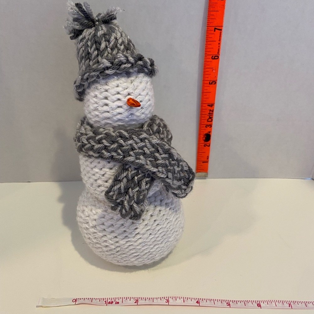 Snowman Little Stuffed Knit New White Gray Silver